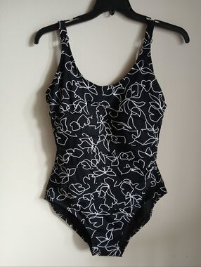 Calvin Klein NWOT Swimsuit Black White Size 16